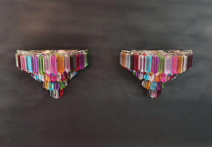 Murano Wall Lamp | 63 Multicolored Glass Prisms | 2 pcs