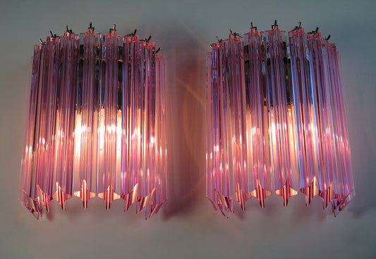 Murano Wandlamp | 9 Roze Prism | 2 stuks
