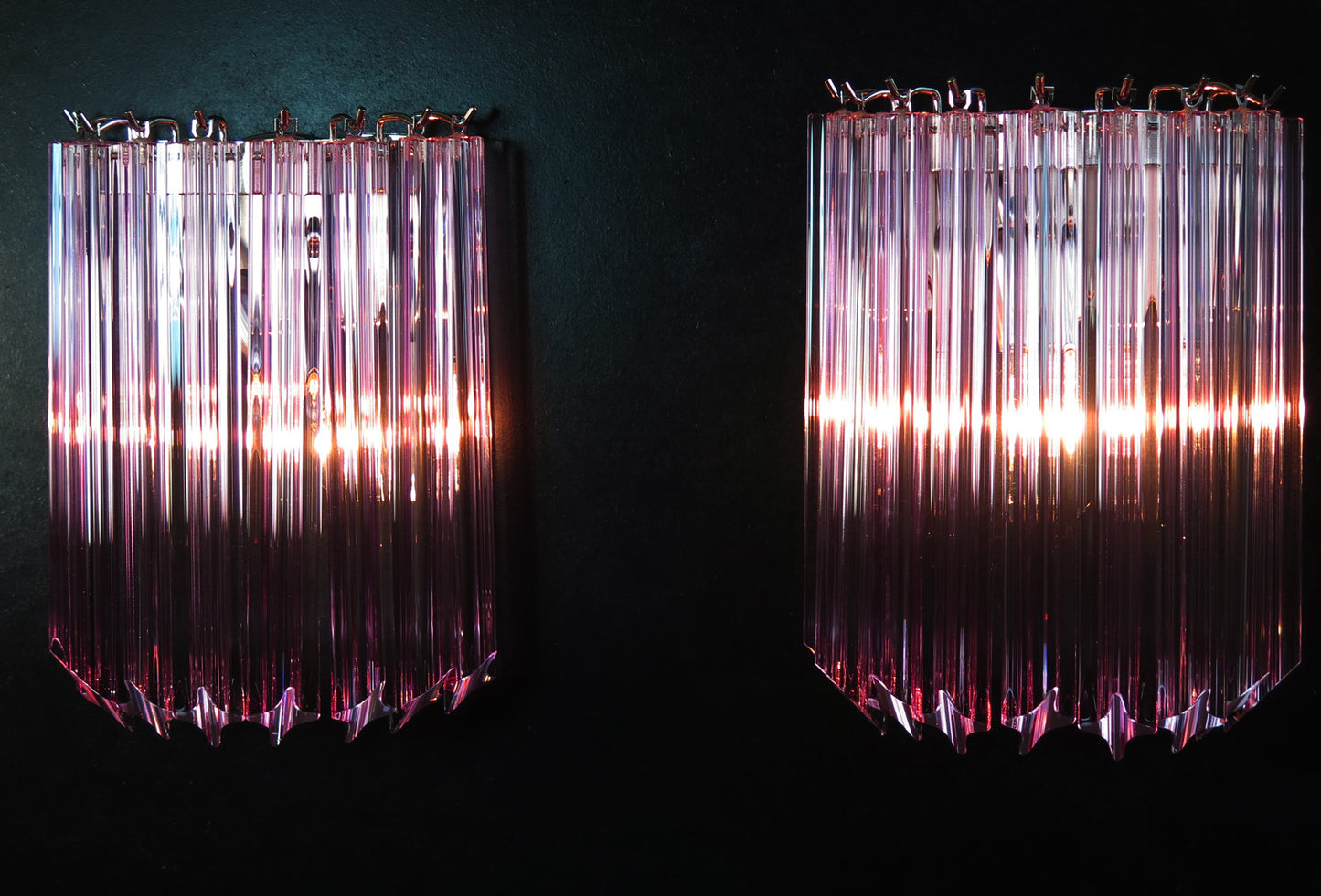 Murano Wall Lamp | 9 Pink Prism | 2 pcs