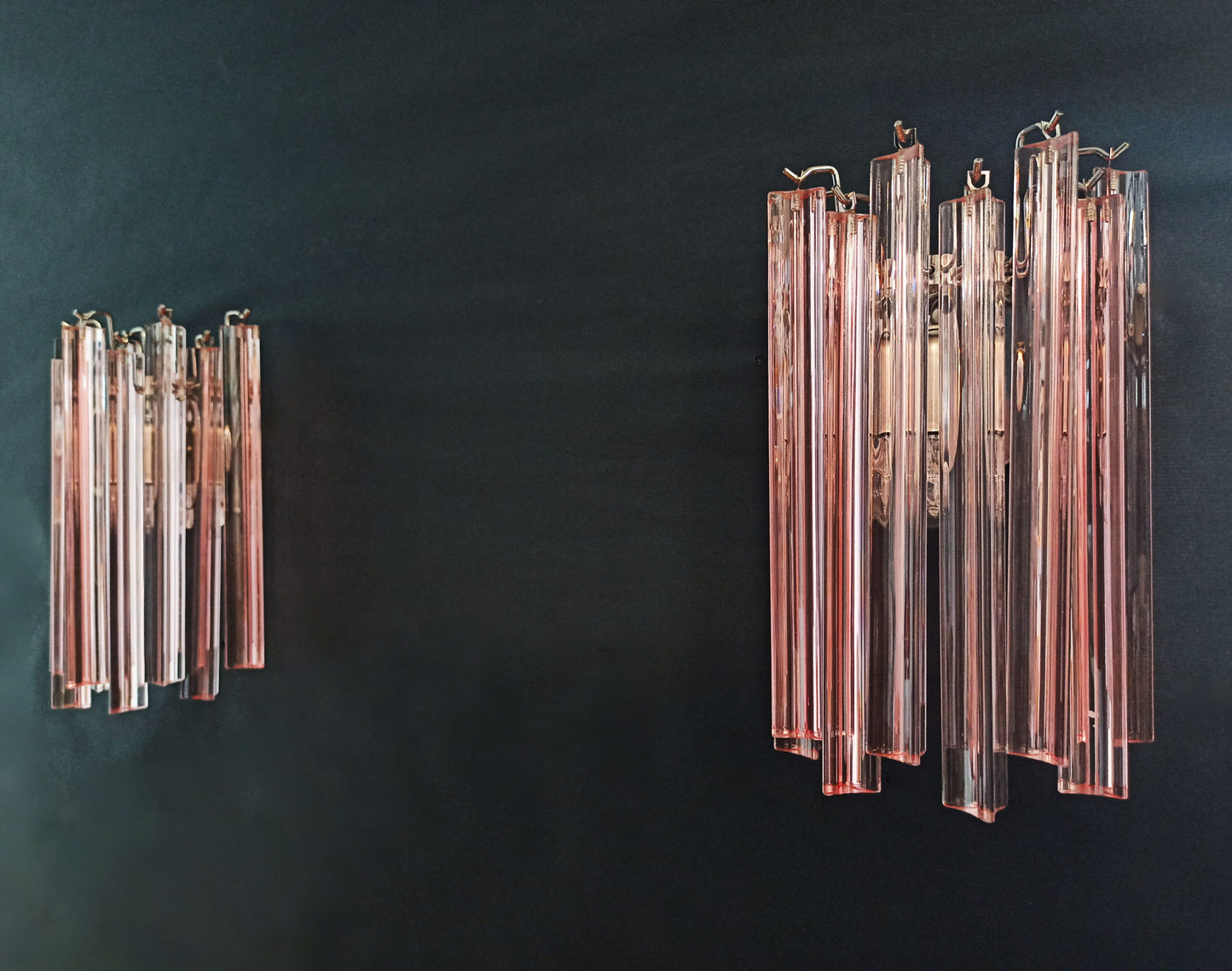 Murano Vegglampe | 9 Rosa Prismeglass | 1 par