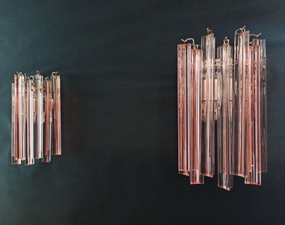 Murano Vegglampe | 9 Rosa Prismeglass | 1 par