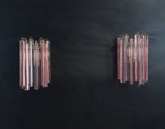 Murano Wandlamp | 9 Roze Prism | 2 stuks