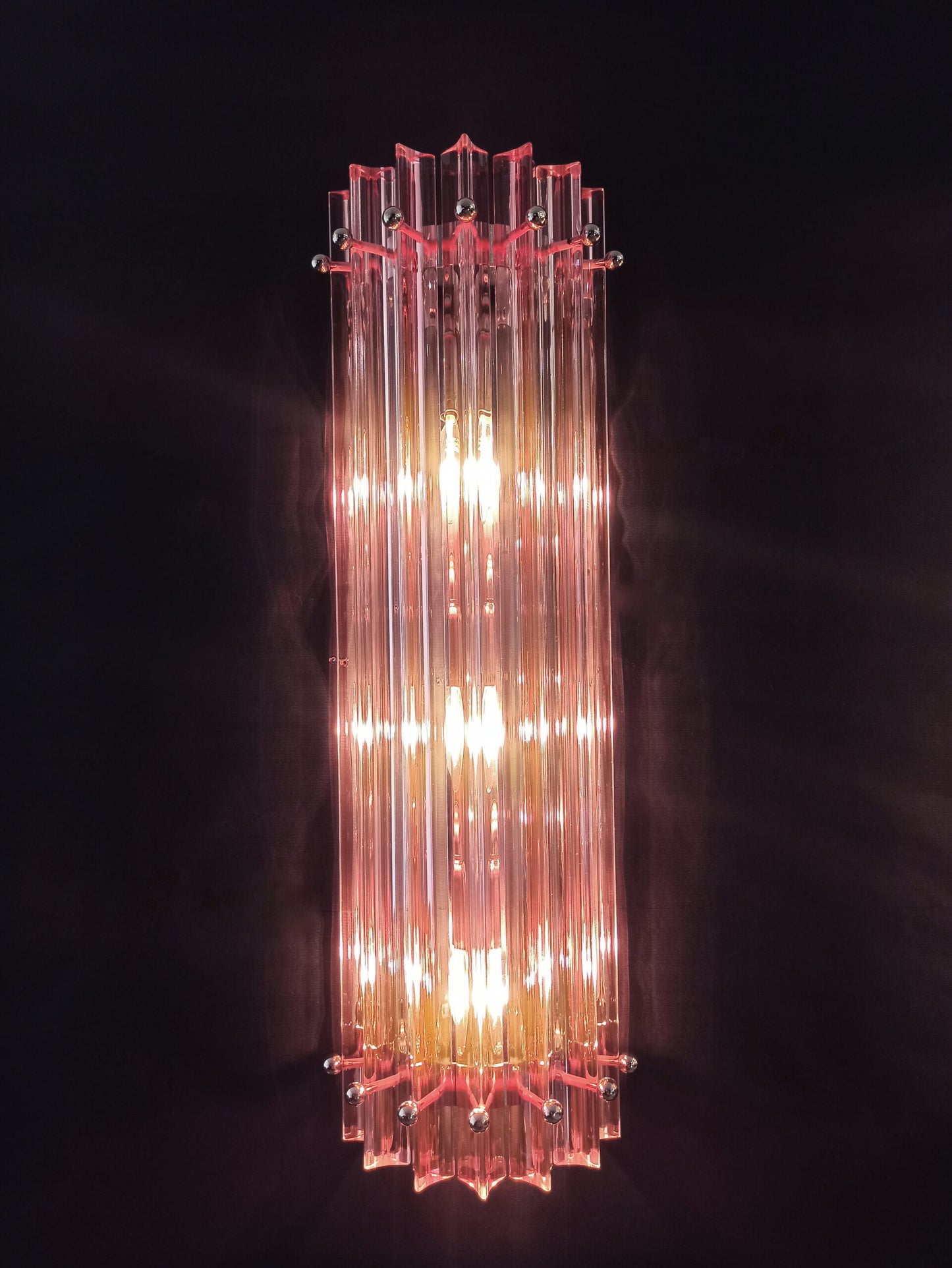 Murano Wall Lamp | 7 Pink Glass Prisms | 2 pcs