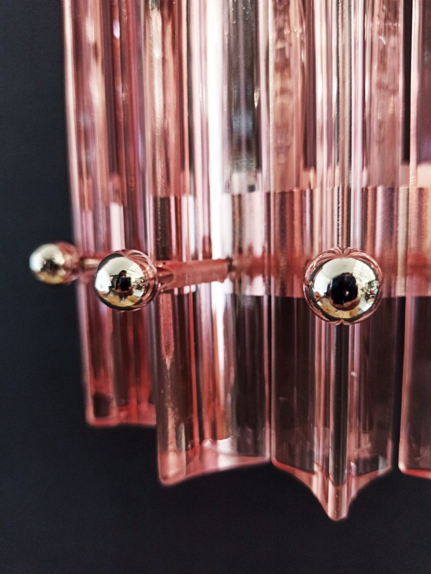 Murano Wall Lamp | 7 Pink Glass Prisms | 2 pcs