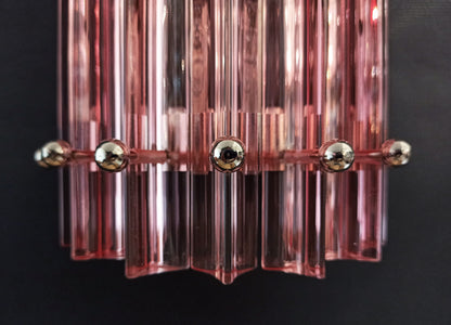 Murano Wall Lamp | 7 Pink Glass Prisms | 2 pcs