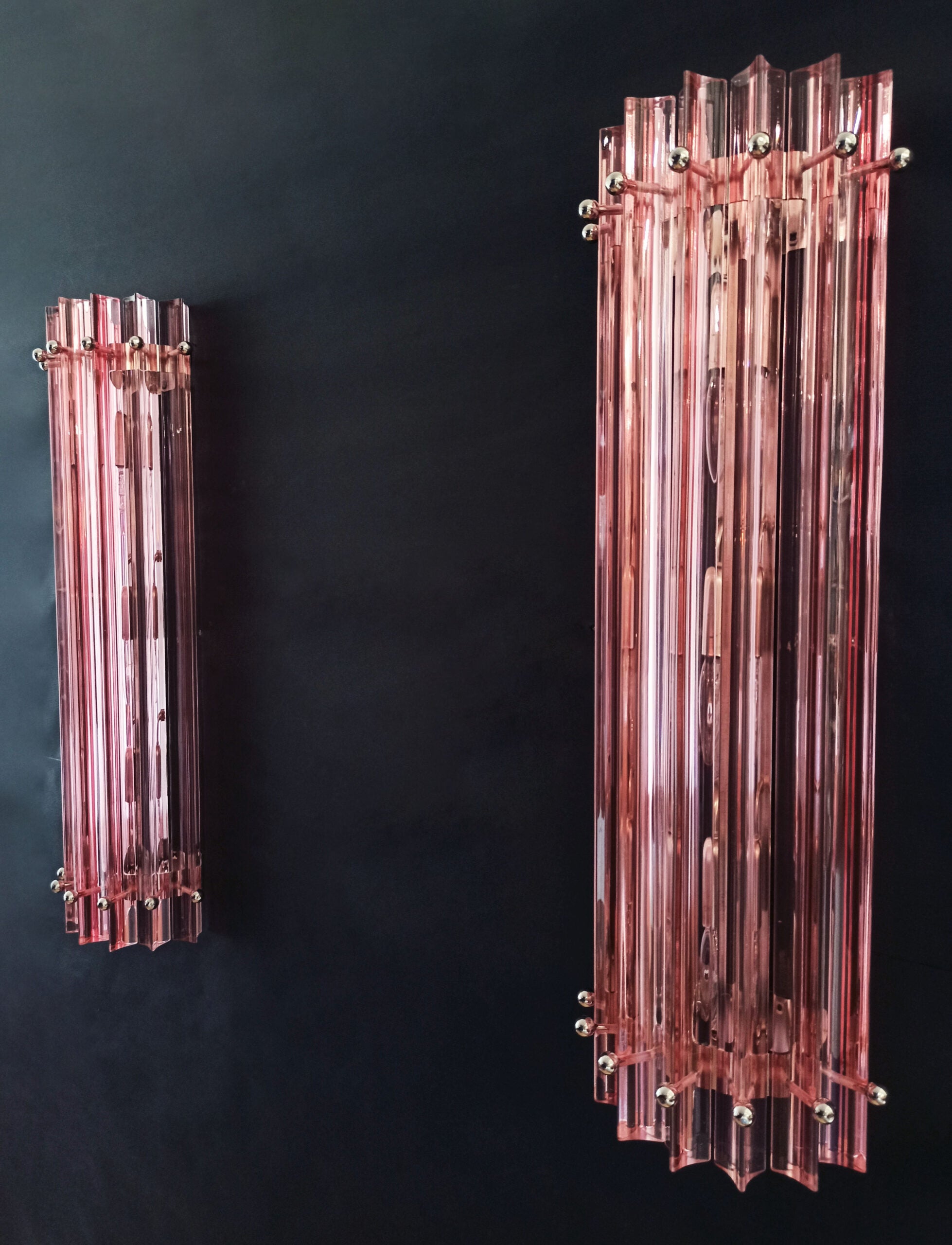 Murano Wall Lamp | 7 Pink Prism Glass | Set of 2