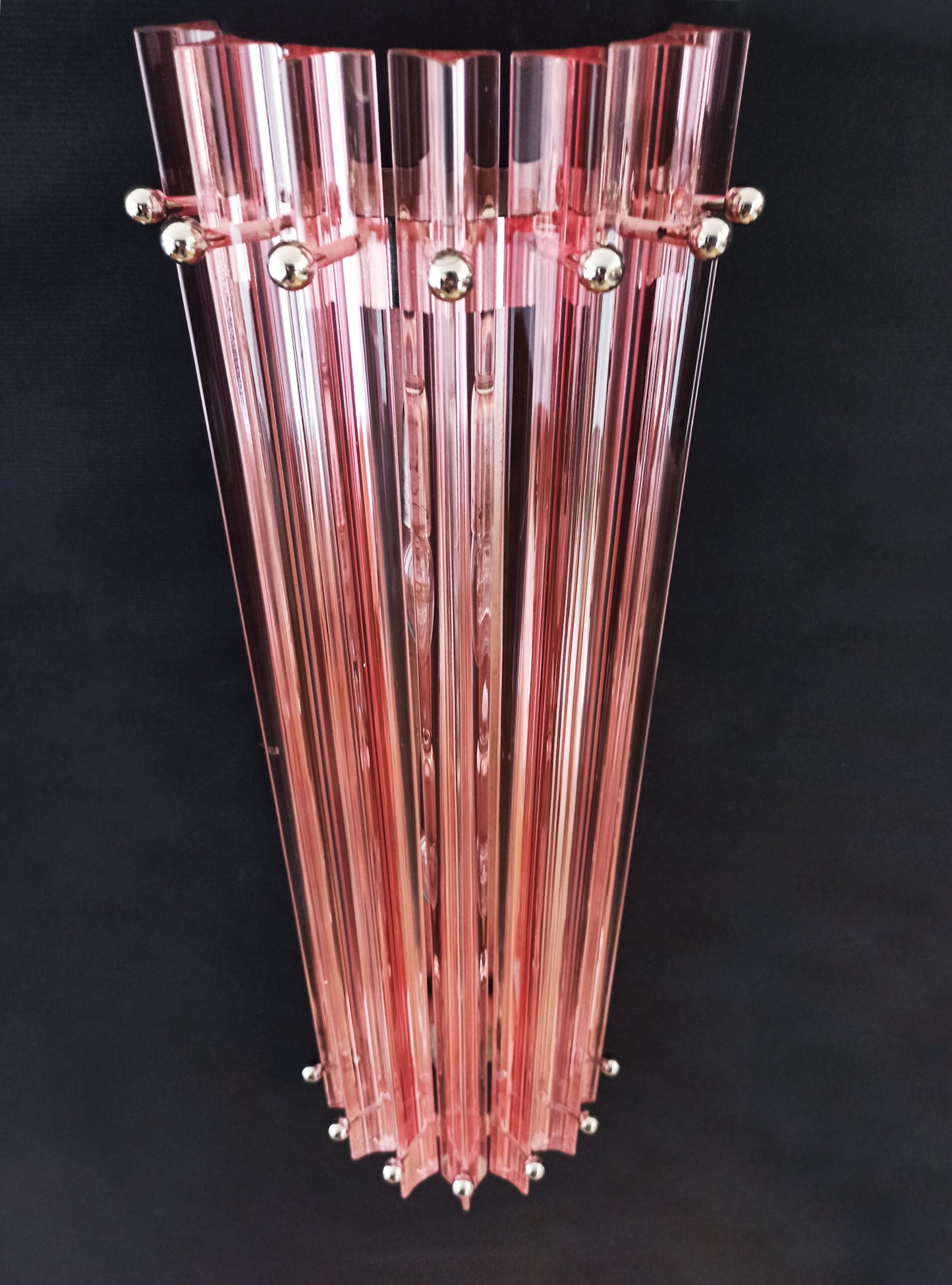 Murano Wall Lamp | 7 Pink Glass Prisms | 2 pcs