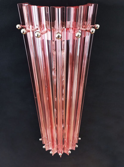 Murano Wall Lamp | 7 Pink Glass Prisms | 2 pcs
