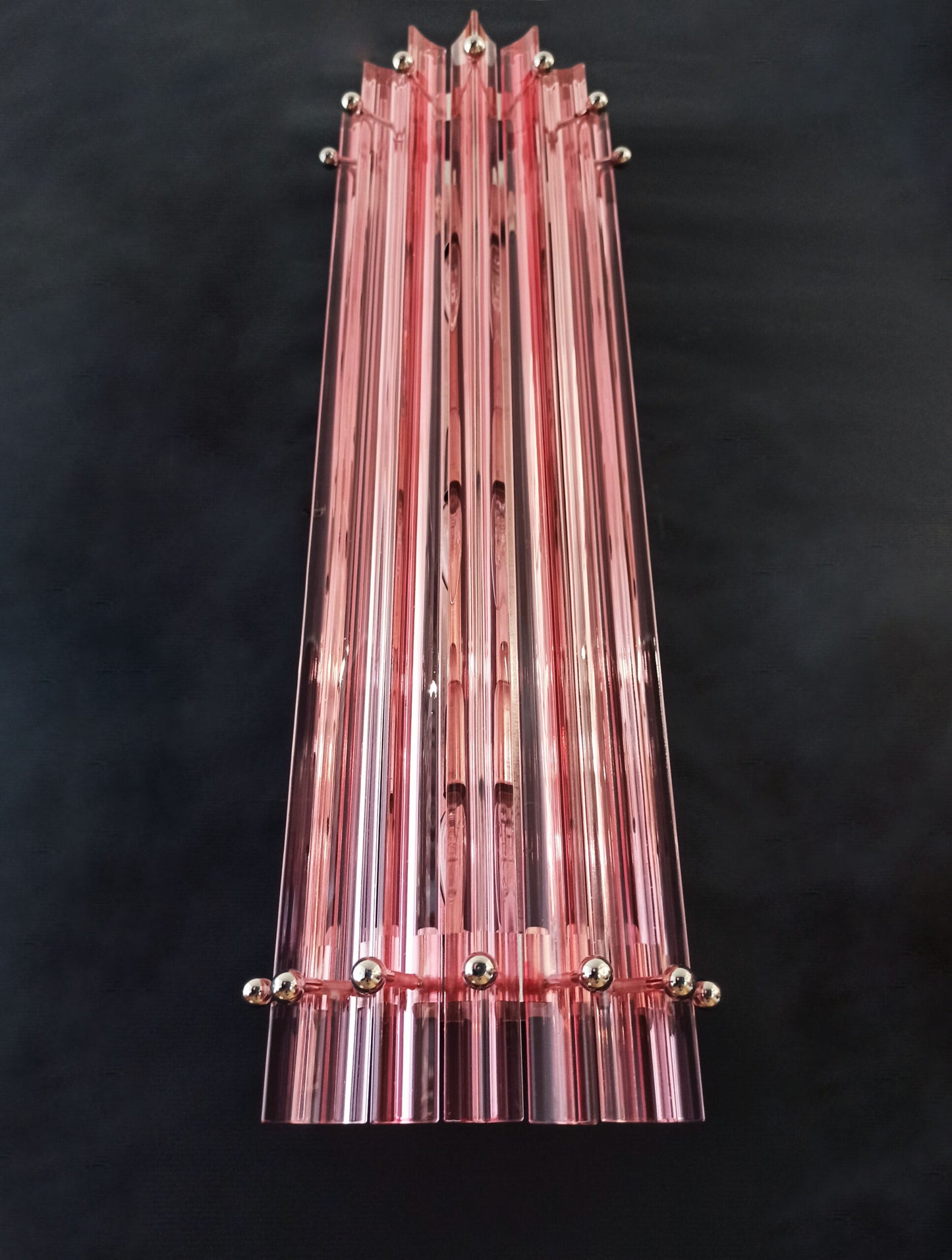 Murano Wall Lamp | 7 Pink Glass Prisms | 2 pcs