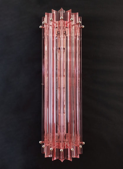 Murano Wall Lamp | 7 Pink Glass Prisms | 2 pcs