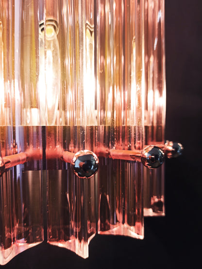 Murano Wall Lamp | 7 Pink Glass Prisms | 2 pcs