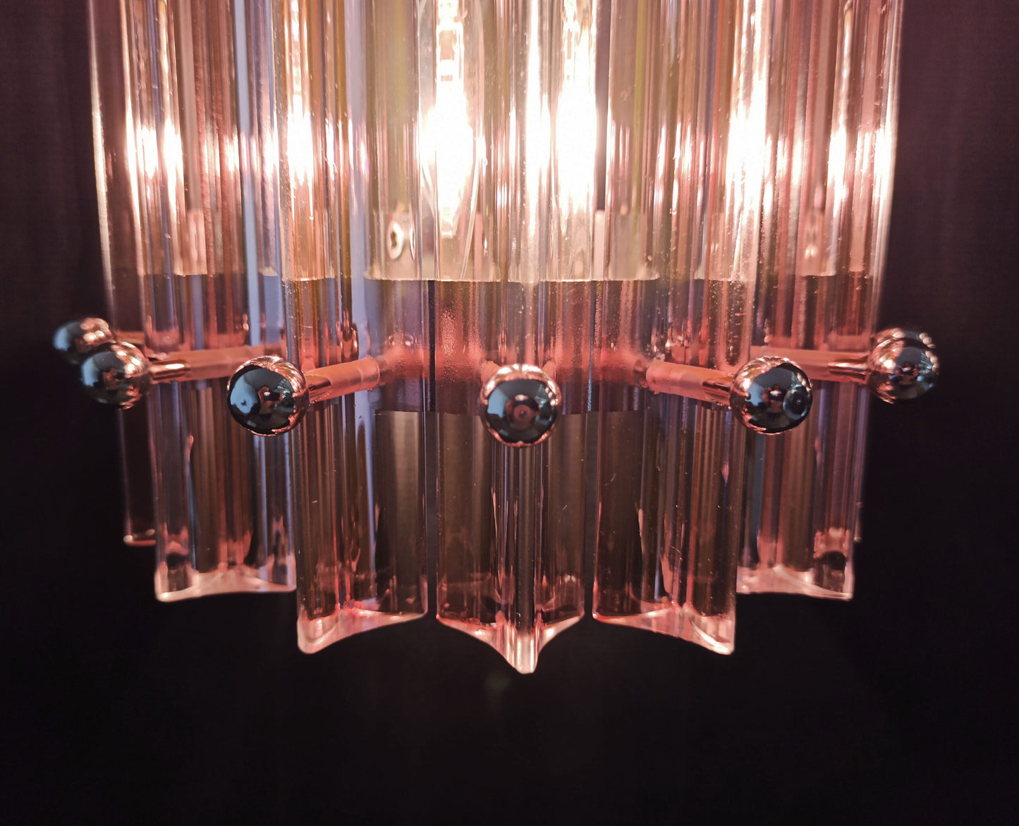Murano Wall Lamp | 7 Pink Glass Prisms | 2 pcs