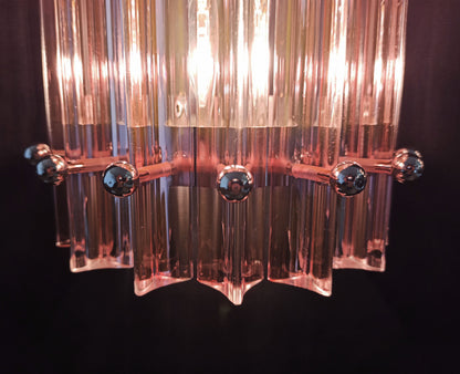 Murano Wall Lamp | 7 Pink Glass Prisms | 2 pcs