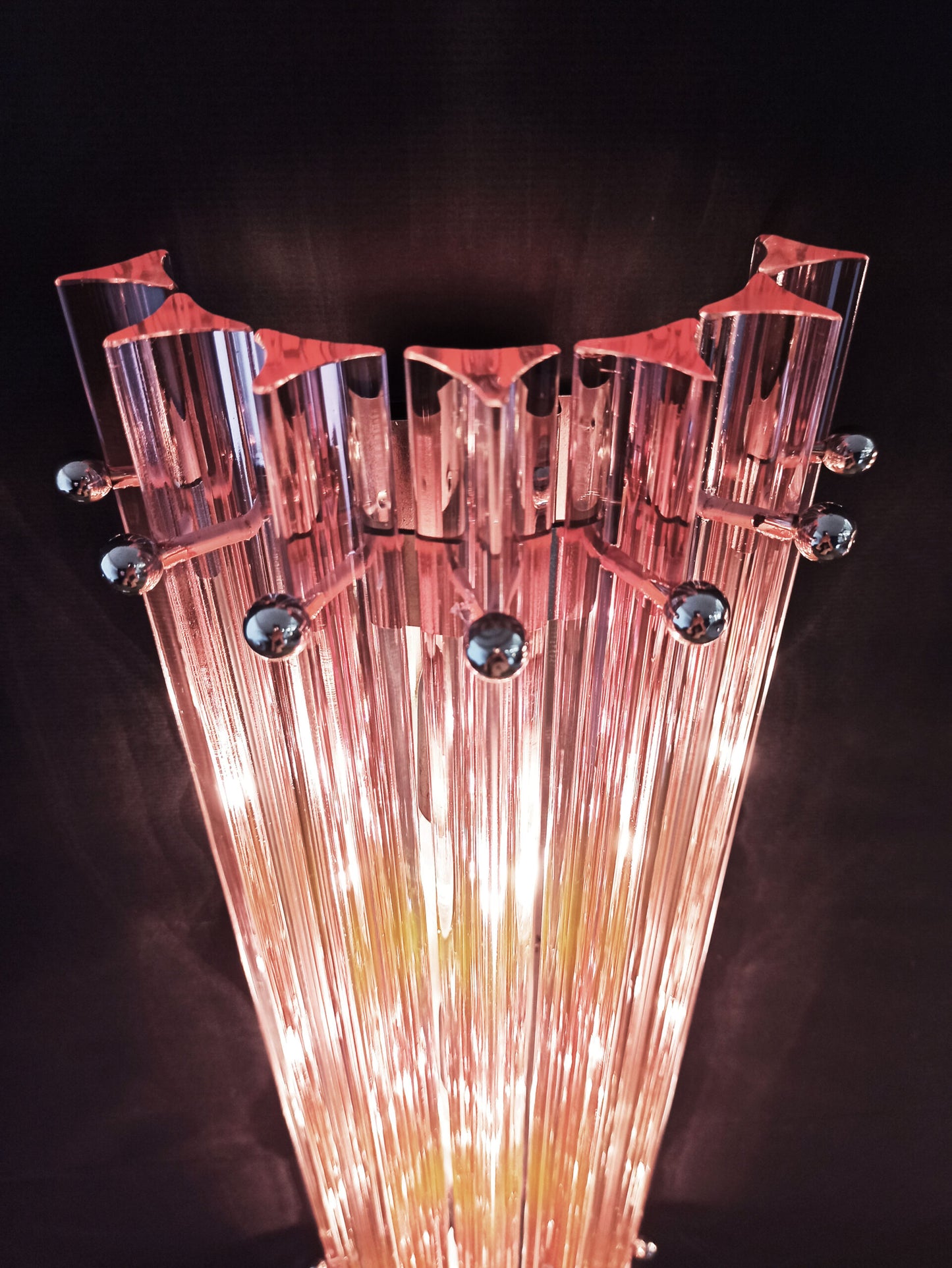 Murano Wall Lamp | 7 Pink Glass Prisms | 2 pcs