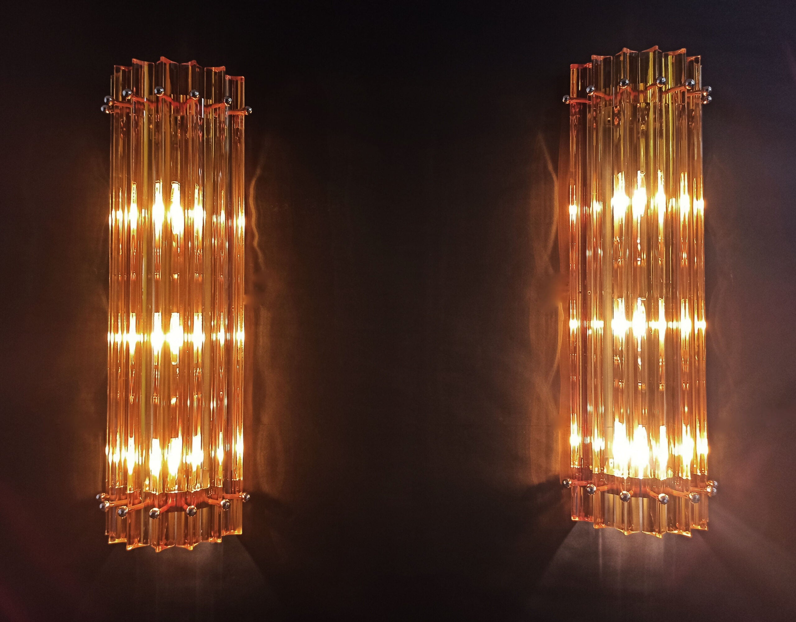 Murano Wall Lamp | 7 Yellow Prism Glass | Set of 2