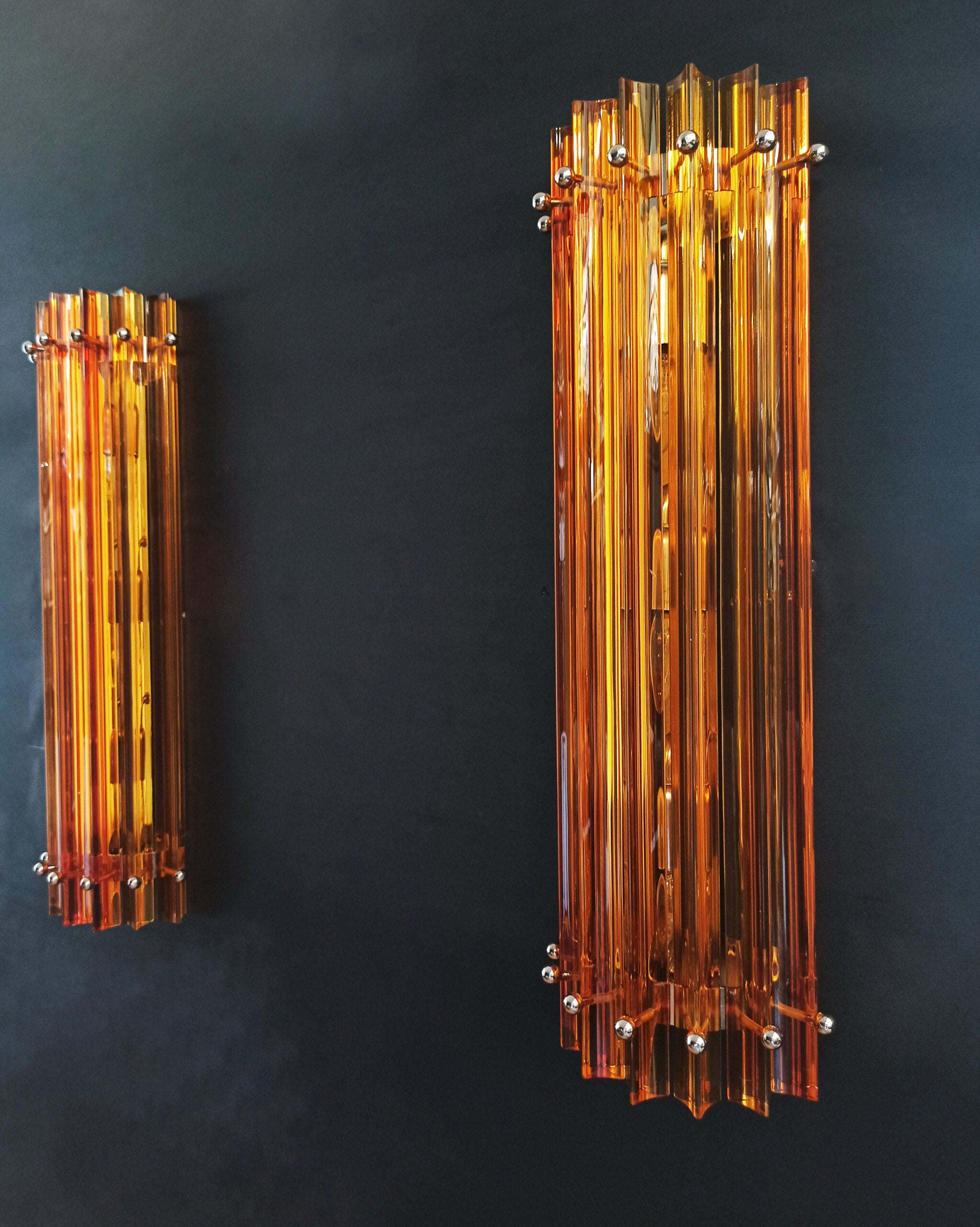 Murano Wall Lamp | 7 Yellow Prism Glass | Set of 2