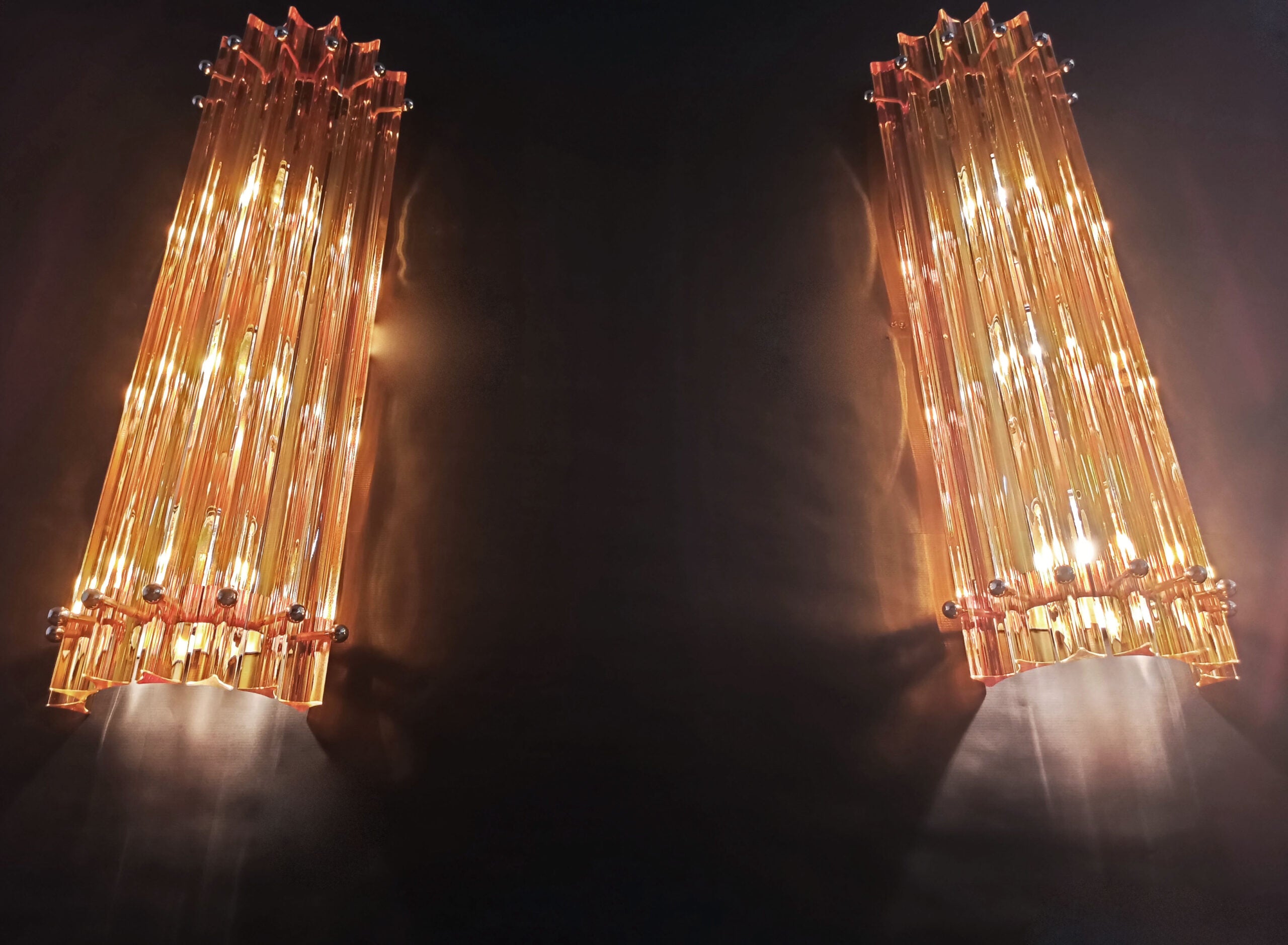 Murano Wall Lamp | 7 Yellow Prism Glass | Set of 2