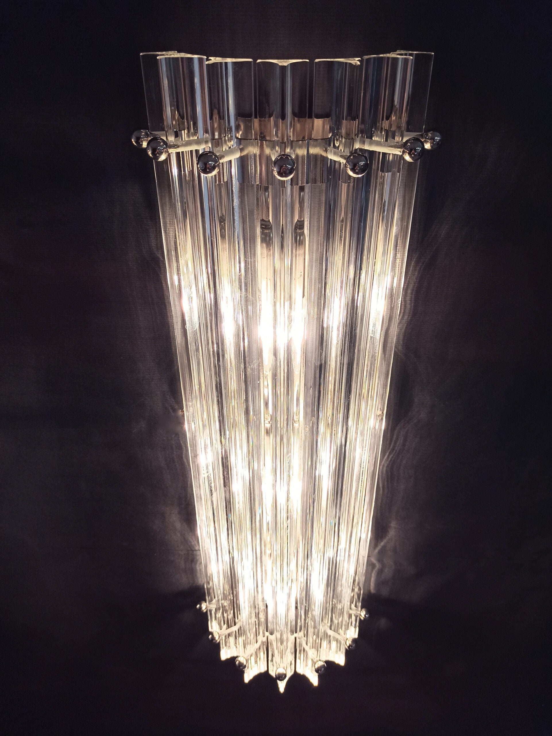 Murano Wall Lamp | 7 Clear Prism Glass | Set of 2