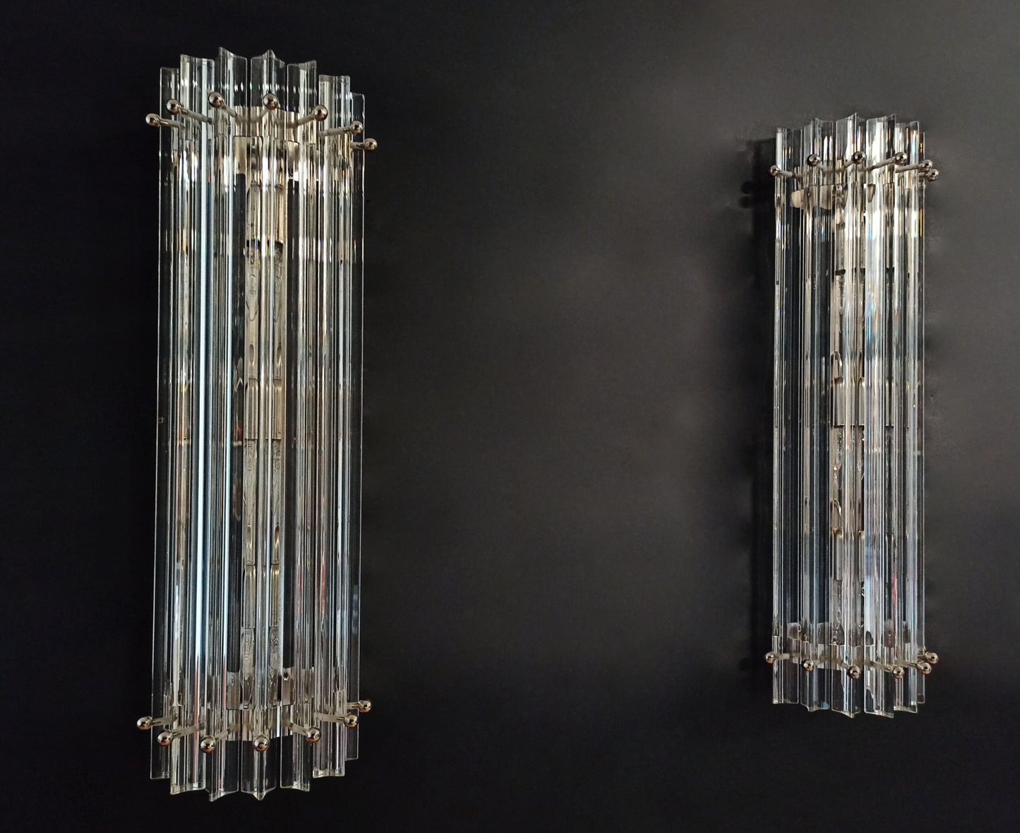 Murano Wall Lamp | 7 Clear Prism Glass | 2 pcs