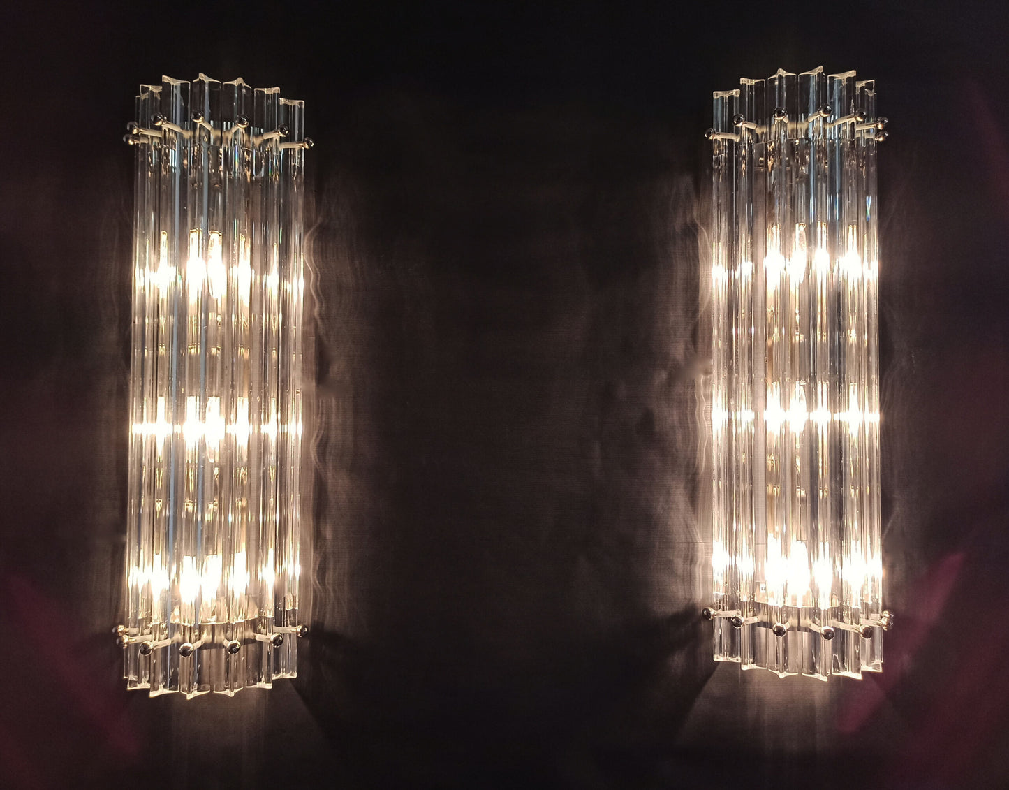 Murano Wall Lamp | 7 Clear Prism Glass | 2 pcs