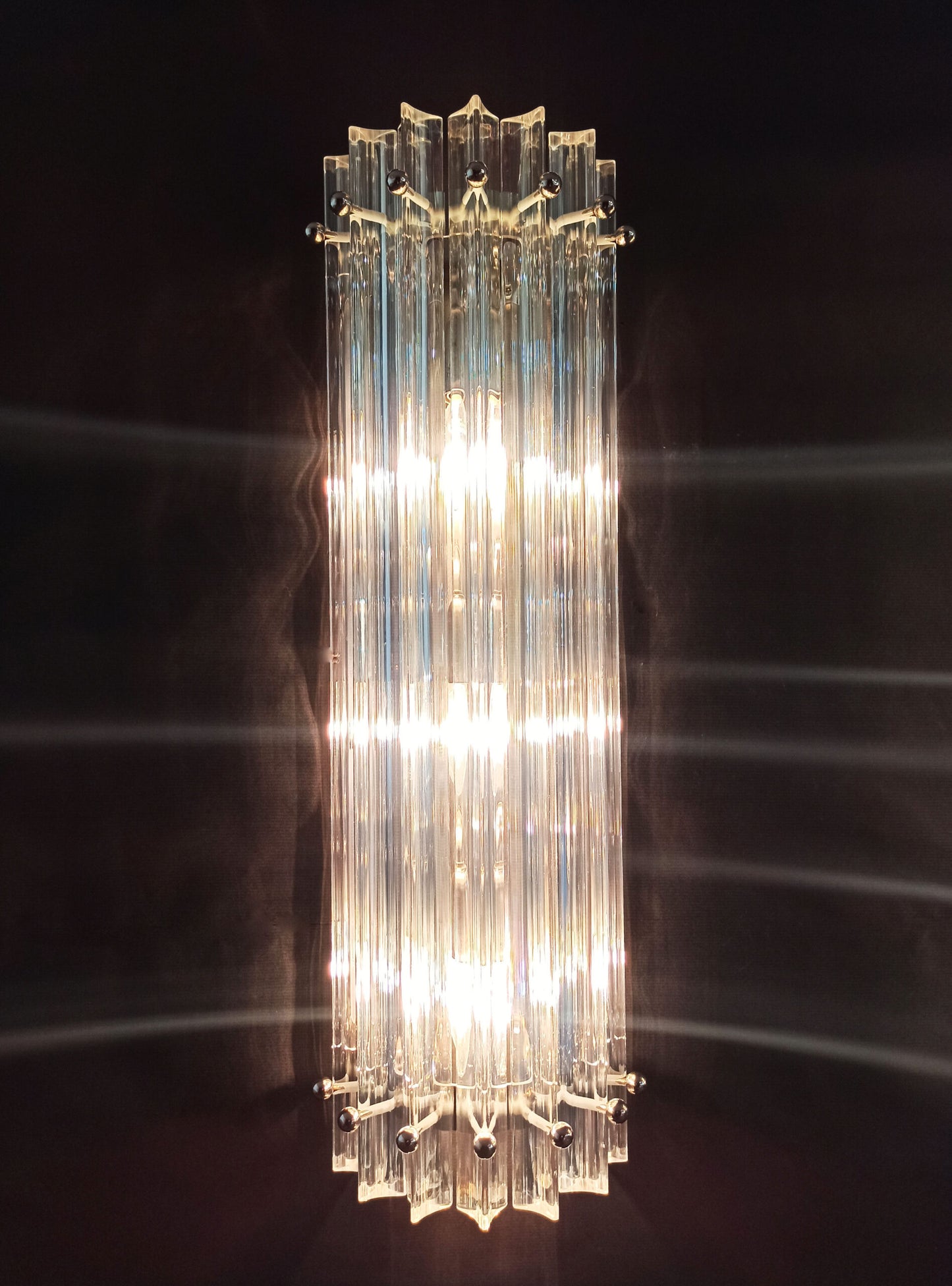 Murano Wall Lamp | 7 Iris Clear Glass Prisms | 2 pcs
