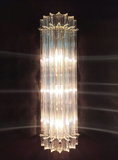 Murano Wall Lamp | 7 Iris Clear Glass Prisms | 2 pcs