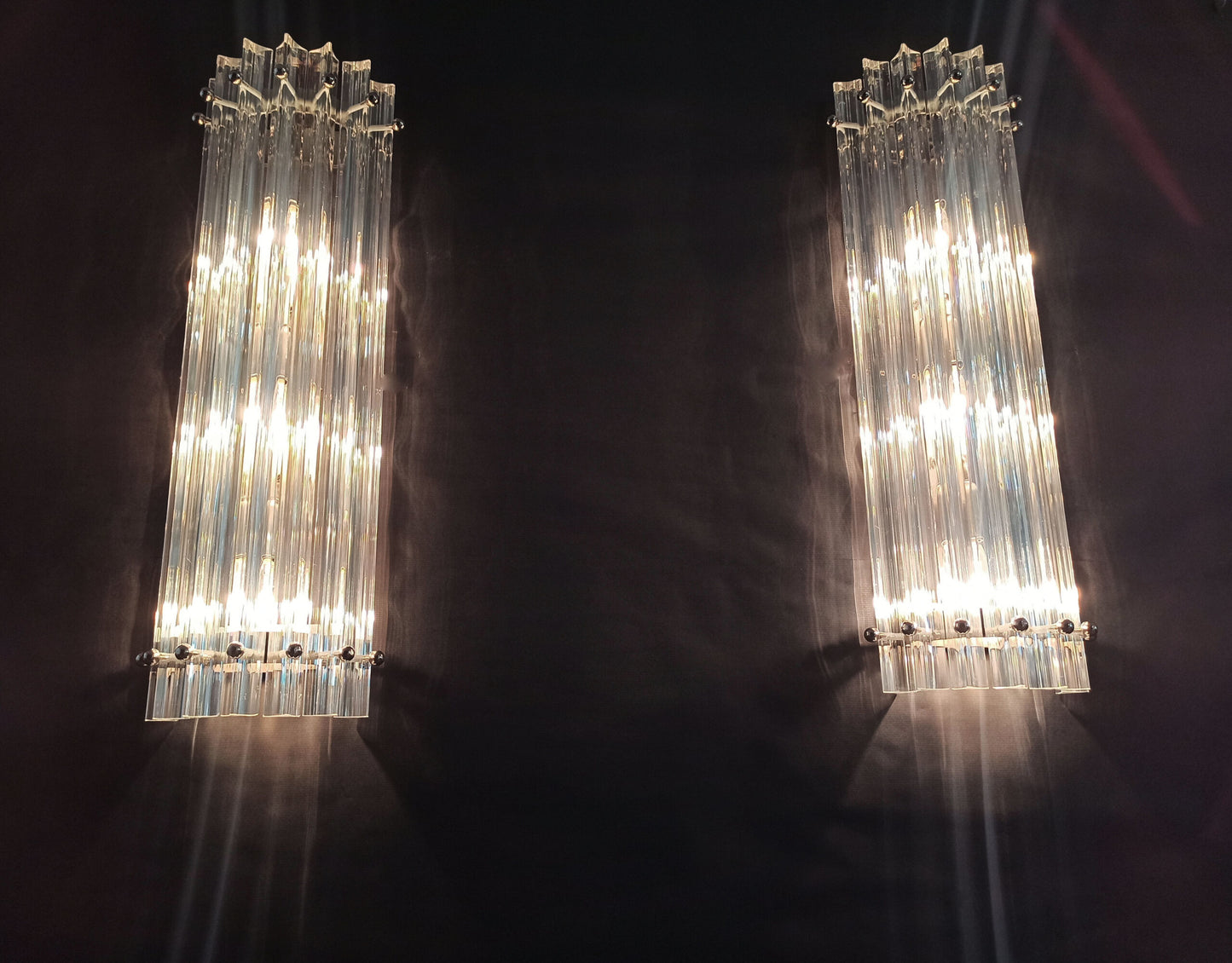 Murano Wall Lamp | 7 Iris Clear Glass Prisms | 2 pcs