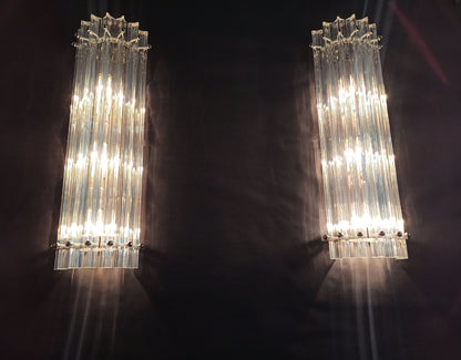 Murano Wall Lamp | 7 Iris Clear Glass Prisms | 2 pcs