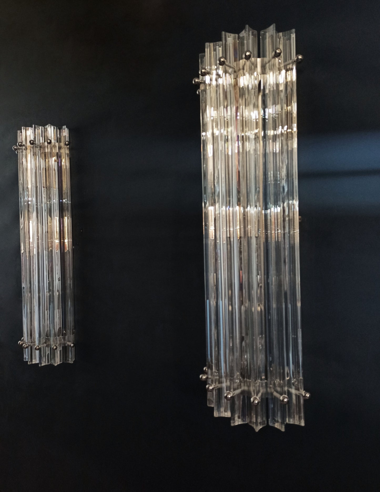 Murano Wall Lamp | 7 Iris Clear Glass Prisms | 2 pcs