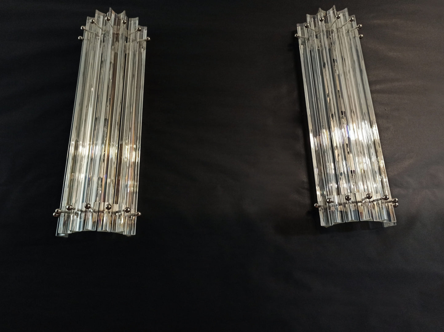 Murano Wall Lamp | 7 Iris Clear Glass Prisms | 2 pcs