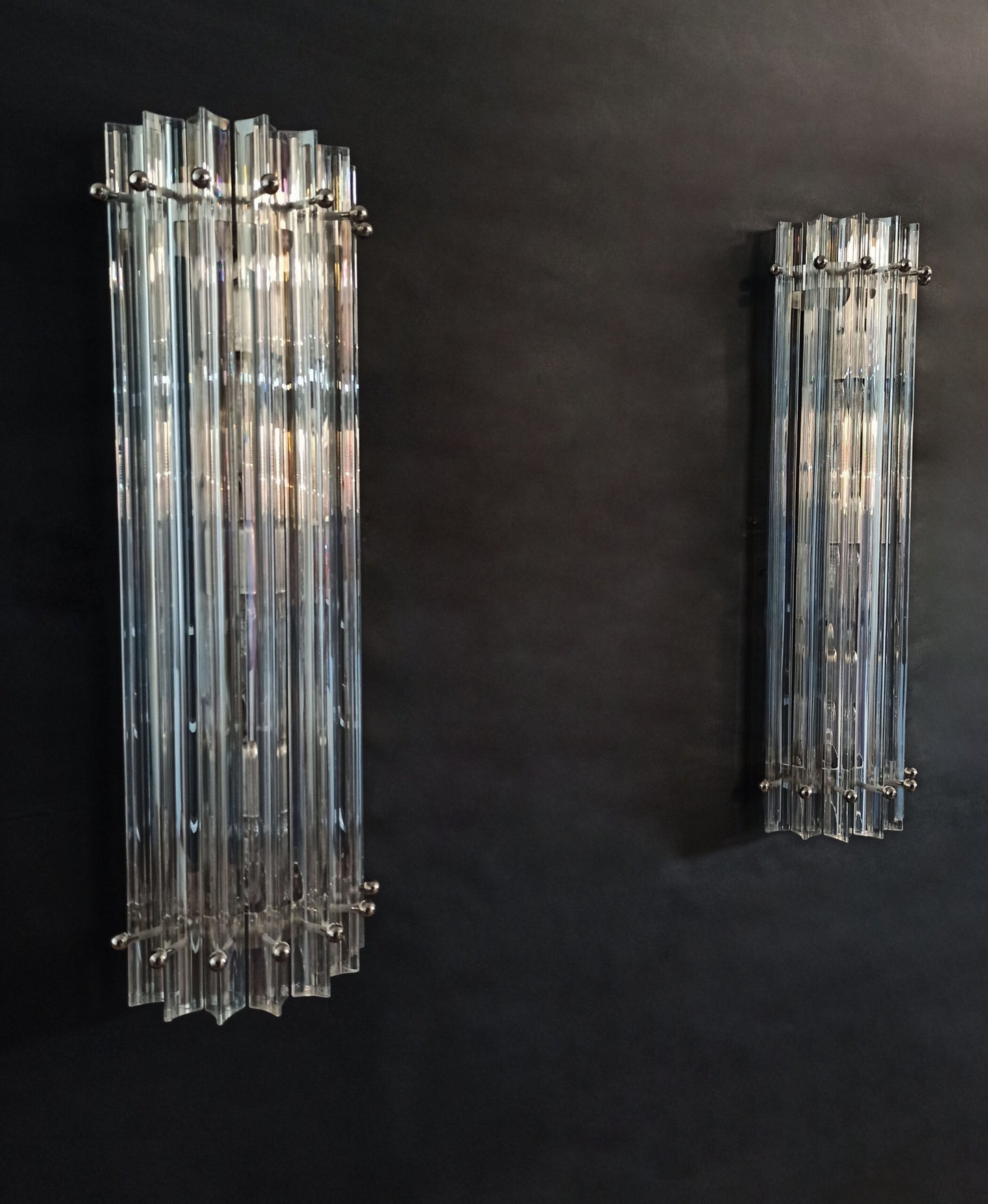 Murano Wall Lamp | 7 Iris Clear Glass Prisms | 2 pcs
