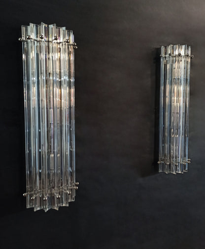Murano Wall Lamp | 7 Iris Clear Glass Prisms | 2 pcs