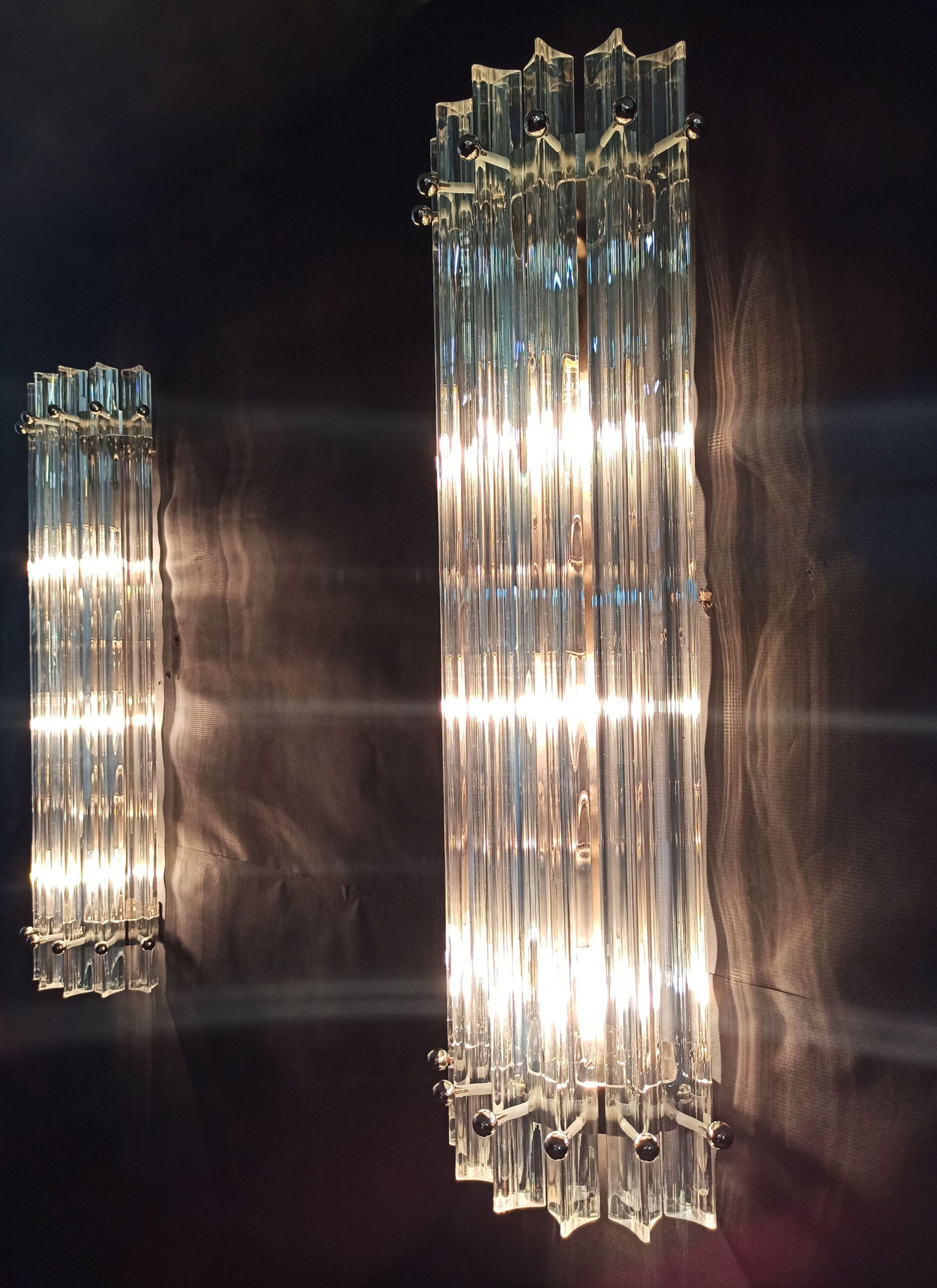 Murano Wall Lamp | 7 Iris Clear Glass Prisms | 2 pcs