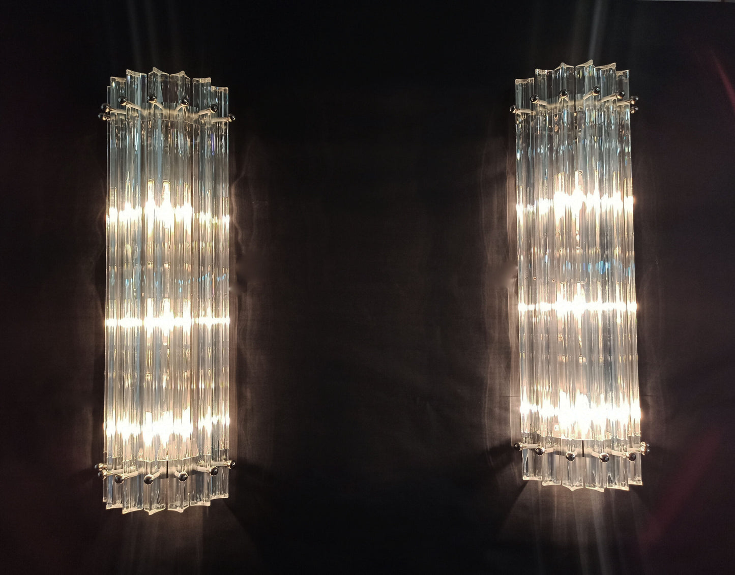 Murano Wall Lamp | 7 Iris Clear Glass Prisms | 2 pcs