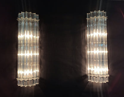 Murano Wall Lamp | 7 Iris Clear Glass Prisms | 2 pcs