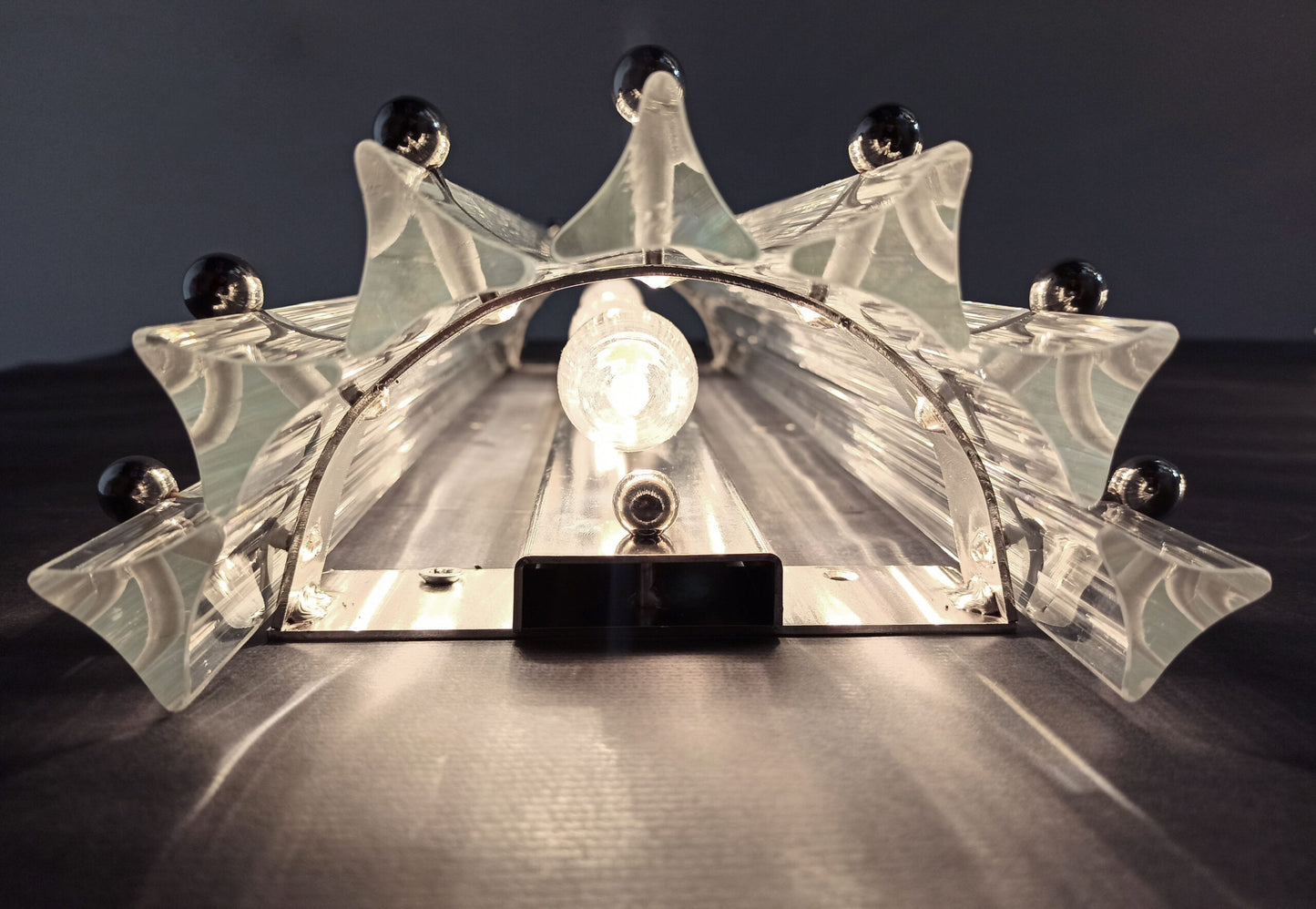 Murano Wall Lamp | 7 Iris Clear Glass Prisms | 2 pcs