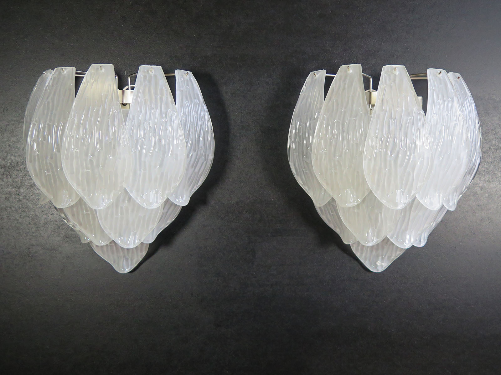 Murano Vegglampe – 10 Klare Konglebladglass – 2 stk – Murano Classics
