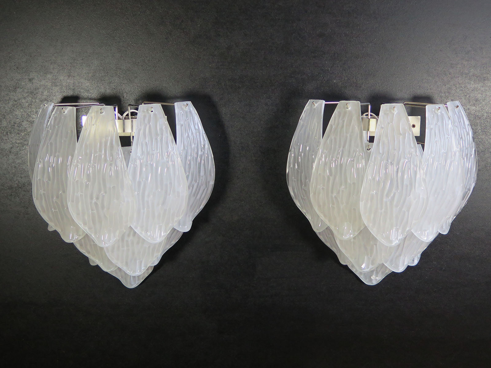 Murano Wandlampe – 10 Klares Blütenblattglas – 2er-Set – Detail 8 – Murano Classics