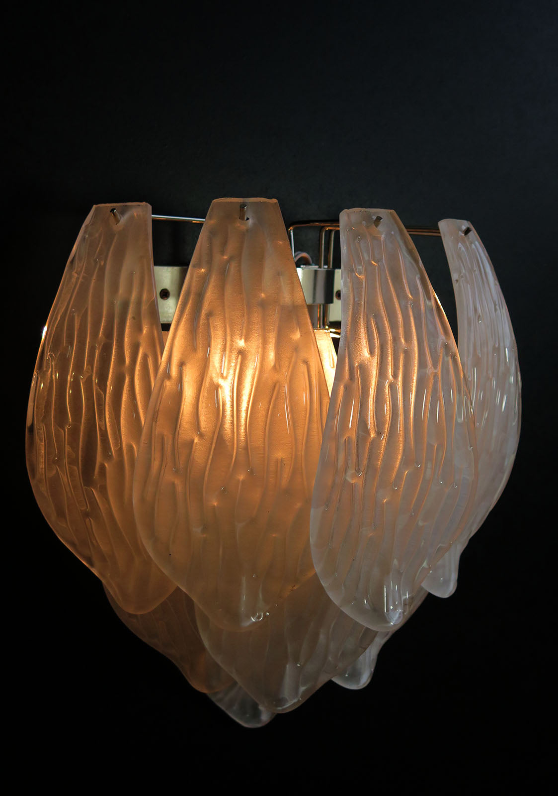 Murano Wandlampe – 10 Klares Blütenblattglas – 2er-Set – Detail 9 – Murano Classics