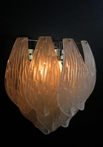 Murano Vegglampe | 10 Klare Konglebladglass | 1 par