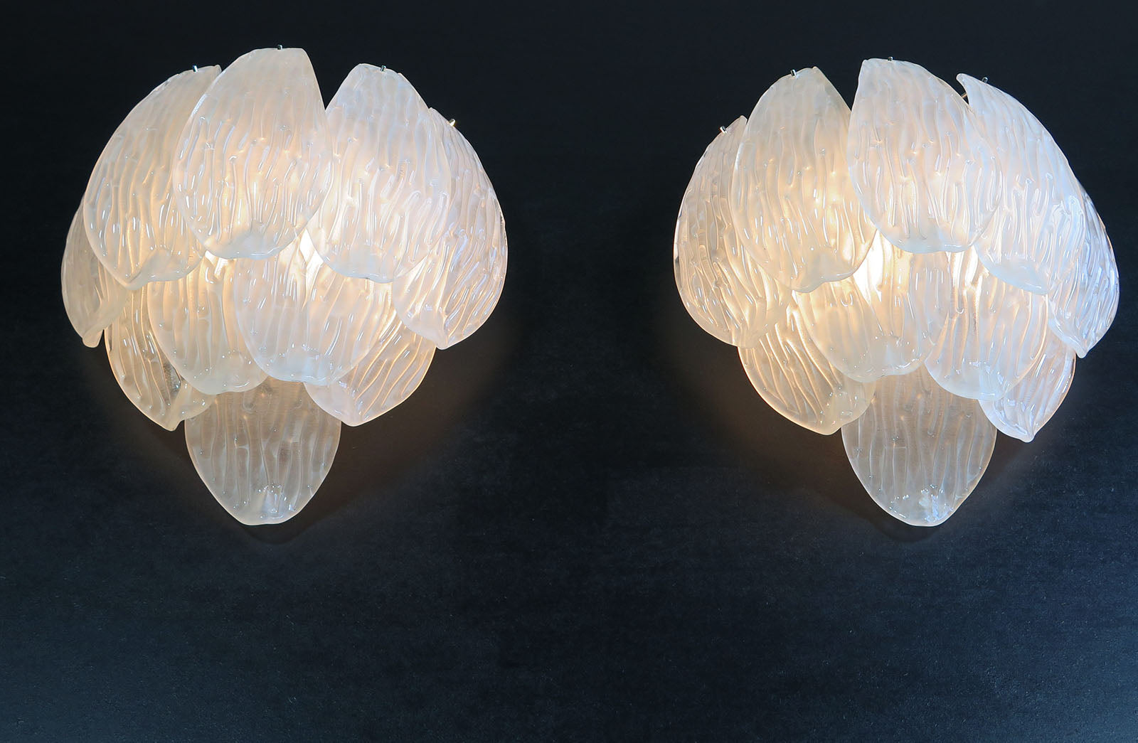 Murano Wandlampe – 10 Klares Blütenblattglas – 2er-Set – Detail 3 – Murano Classics
