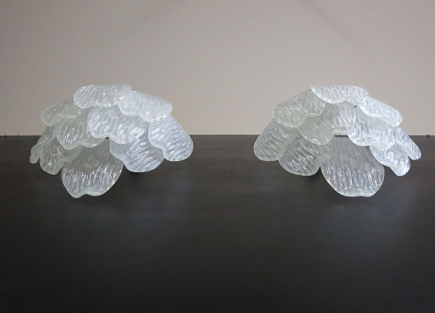 Murano Vegglampe | 10 Klare Konglebladglass | 1 par