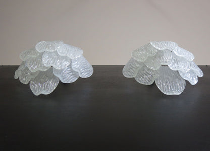 Murano Vegglampe | 10 Klare Konglebladglass | 1 par