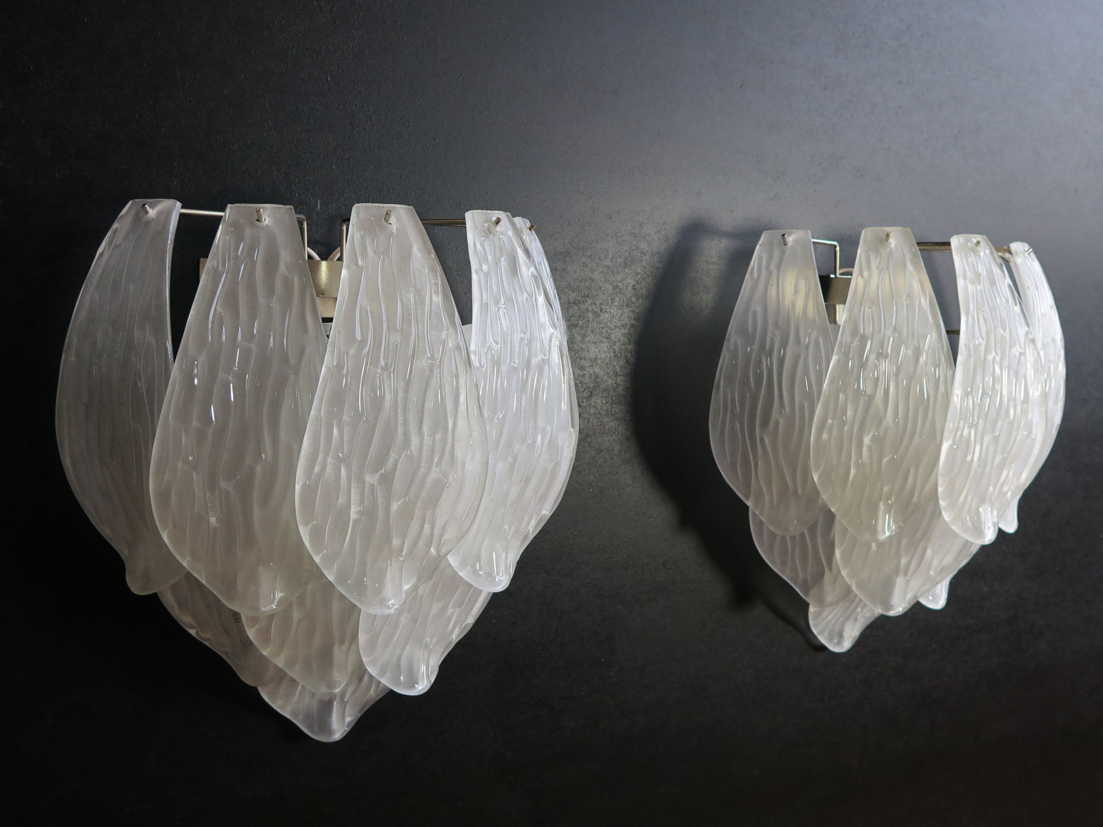 Murano Wandlampe – 10 Klares Blütenblattglas – 2er-Set – Detail 7 – Murano Classics