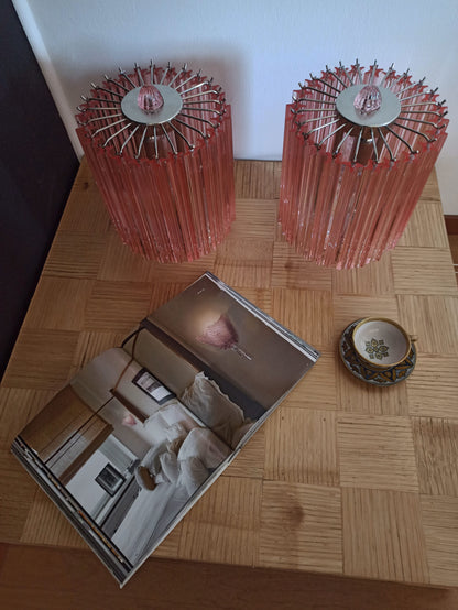 Murano Bordlampe | 24 Rosa Prismeglass