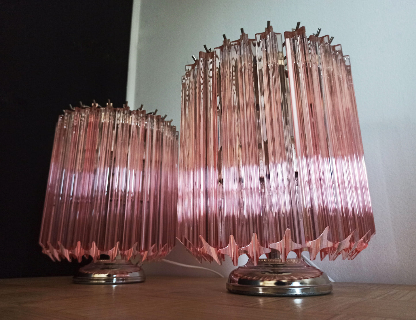 Murano Bordlampe | 24 Rosa Prismeglass