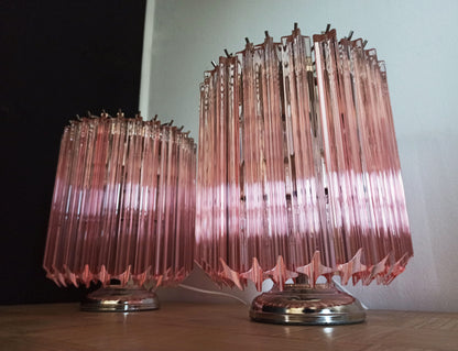 Murano Bordlampe | 24 Rosa Prismeglass
