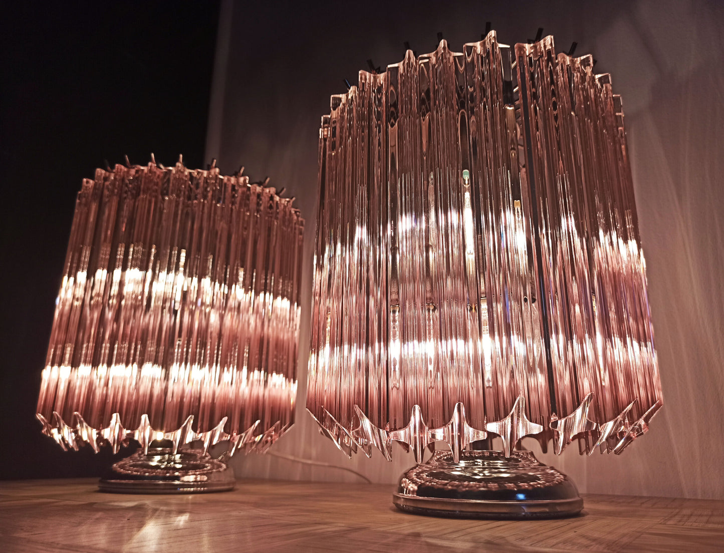 Murano Bordlampe | 24 Rosa Prismeglass