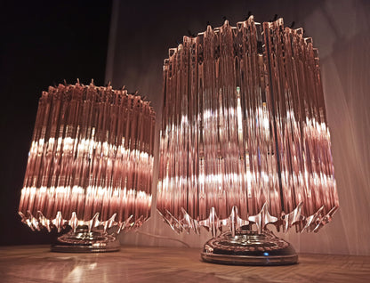 Murano Bordlampe | 24 Rosa Prismeglass