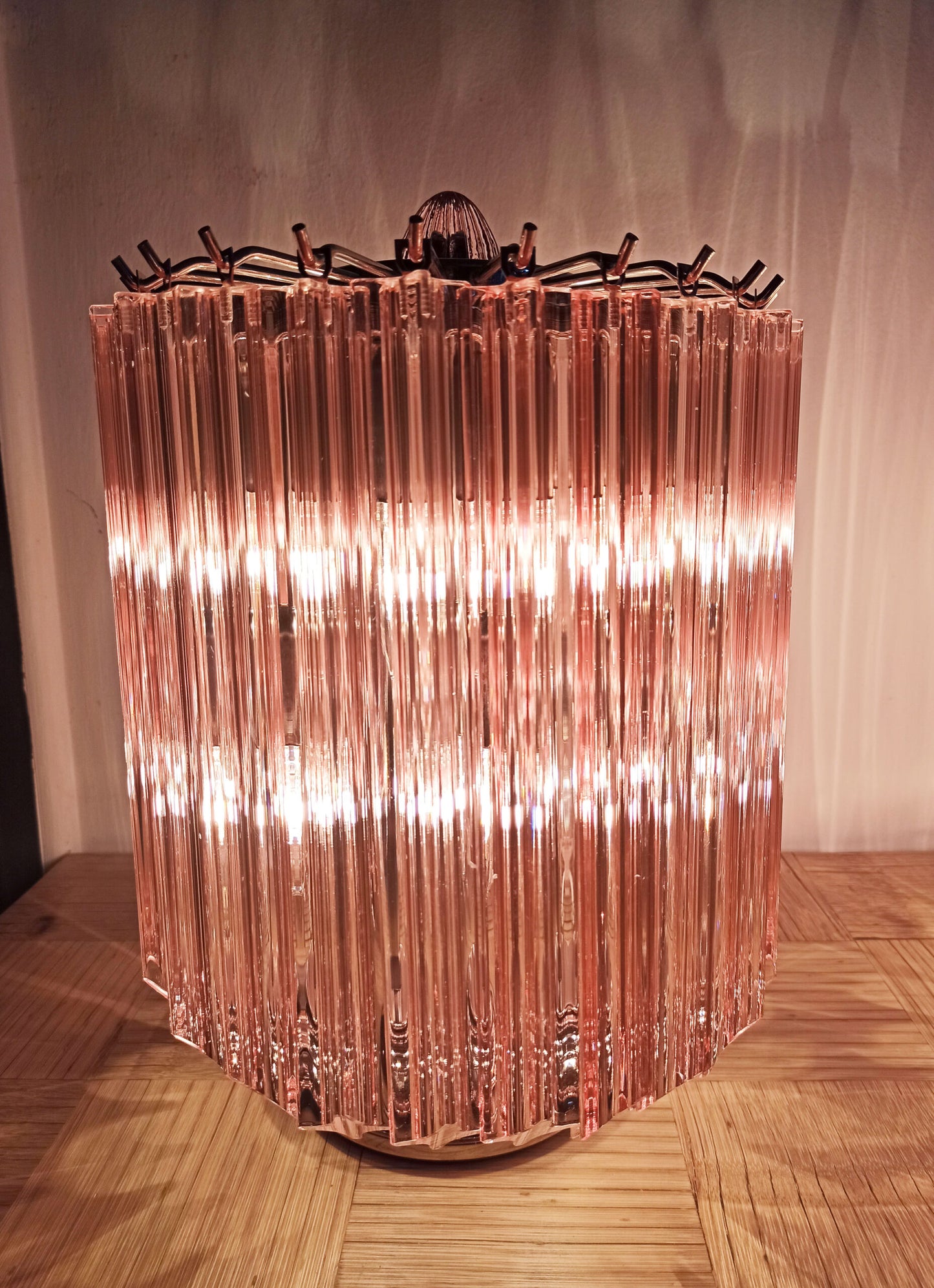 Murano Bordlampe | 24 Rosa Prismeglass